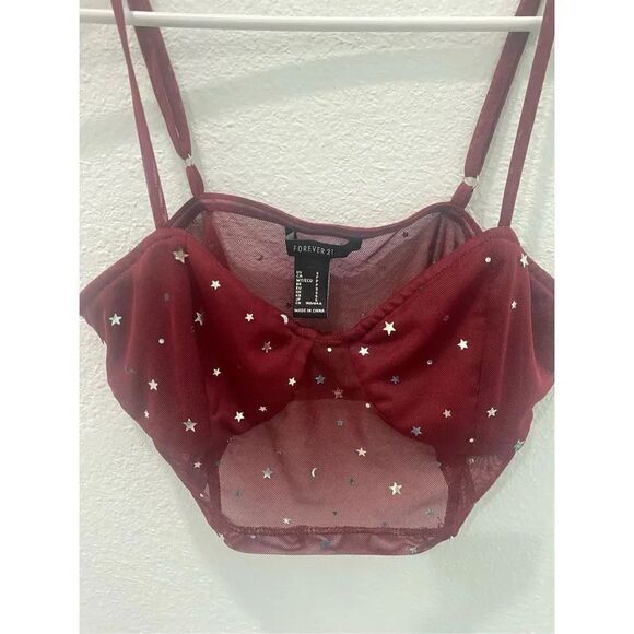 Forever 21 Stars and Moons Cropped Mesh Top Size Small - Picture 5 of 6